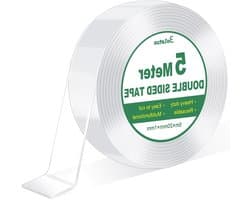 Dubbelzijdige tape, 5 m, transparant, extra sterk, nano tape, verwijderbaar, multifunctioneel voor thuis, keuken en auto, ideaal voor diverse toepassingen