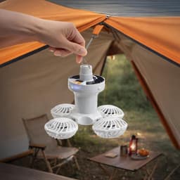 ZVD Plafondventilator – Op zonne-energie werkende ventilator met verlichting – Tentventilator met 4 bladen – Met LED-verlichting – Oplaadbaar via USB – Inclusief afstandsbediening – Ideaal voor kamperen, wandelen en verkoeling buitenshuis — thumbnail 5