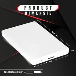 KAD® Harde Schijf - Draagbare Harde Schijf voor PC, Laptop & Console - Ultradunne Draagbare Harde Schijf - Wit - 12cm x 8cm x 1cm — thumbnail 2