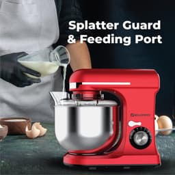 Keukenmachine - Mixer Deeg - Bakken Thuis - 8 Snelheden - 7 Liter Kom - Rood — thumbnail 2