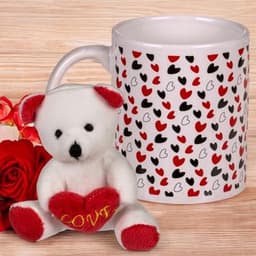 Mok met Hart en Pluche Teddybeer - 380 ml Koffiemok, Theebeker, Aardewerk Handvat, Souvenir voor Verliefden — thumbnail 4