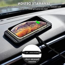 Draadloze Autolader voor iPhone en Qi Telefoons - 10W Snellader met Antislip Siliconen Mat, USB-kabel en Houder voor Dashboard of Kantoorgebruik — thumbnail 7