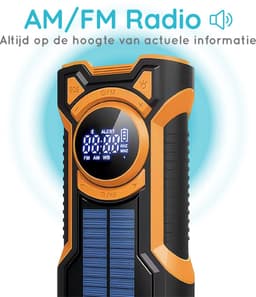 Just in Case noodradio Solar met Powerbank 5000 mAh – Opwindbaar & Zonne-energie – AM/FM Radio, Zaklamp & SOS – Voor Noodsituatie en Stroomuitval — thumbnail 4