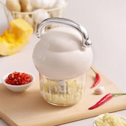 Mini Keukenmachine - Voedselhakker - Ingrediënten Bereiden - Draadloos Gemak - 350ml Capaciteit - Beige — thumbnail 4