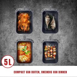 REN® Airfryer xl - Airfryer xxl - Heteluchtfriteuse - Zwart - 40cm x 23cm x 29cm — thumbnail 3