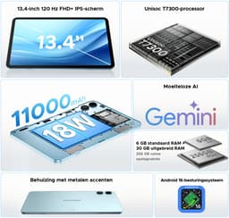 DOOGEE U13 Pro VIP - Tablet - 36GB RAM + 256GB ROM (2TB/TF) - 11000mAh/18W - 13,4 Inch FHD+ 120Hz IPS - Android 16 - T7300 - Dubbele luidsprekers - Wi-Fi 5 - Face ID - Bluetooth 5.4 - Volledige accessoirebundel met toetsenbord, stylus, muis en hoesje — thumbnail 5