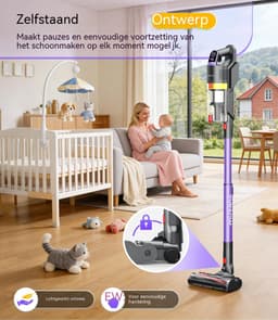 Elekiatech Steelstofzuiger- 45000Pa- 60Minuten Gebruikstijd-8 Kegel Filtersysteem Steelstofzuiger Draadloos - 1,6 L Stofbak - 2200 mAh Accu - voor Tapijten en Harde Vloere — thumbnail 5