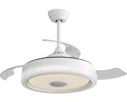 Smart plafondventilator - Plafondventilator met verlichting - RGB LED en speaker - App bediening - 32W DC motor - Slaapkamer - 106,6 cm - Meerkleurig