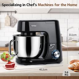 Keukenmachine - Mixer Deegmachine - Bakken Ingrediënten Mengen - Stille Werking - 7.2L Kom - Zwart — thumbnail 3