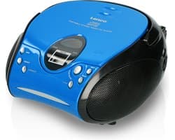 Lenco SCD-24 - Draagbare CD Speler met FM Radio - Stereo Boombox - Werkt op Batterijen en Netstroom - Blauw