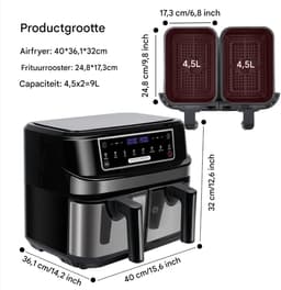 Mini oven - Grill rooster - Bakplaat - Airfryer - Voor Gezinsmaaltijden en Efficiënt Koken - 6-in-1 Slim Design met Dubbele Manden - 10 QT, Ruimtebesparend — thumbnail 4