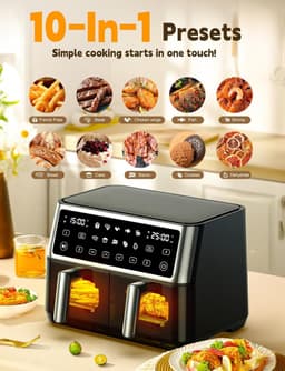 RFWR® Dual Zone XXL Airfryer met 10 liter capaciteit en 10-in-1 kookprogramma — thumbnail 2