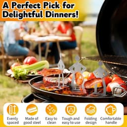 BBQ-worsthouder van Roestvrij Staal 3PCS - Staande Man Barbecuerek - Draagbaar -barbecueworsthouder van roestvrij staal, grappige barbecuevork voor kamperen, picknicken in de buitenlucht, tuin, keuken, grillcadeaus voor mannen — thumbnail 5