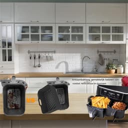 Siliconen Mal voor de Heteluchtfriteuse - Heteluchtfriteuse Accessoires - Olie Afvoeren Design - Rechthoekige Heteluchtfriteuse Ovenschaal - Zwart - 19,5x12,7x7 cm - 2 Stuks — thumbnail 2