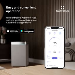 Klarstein Mobiele airconditioner met luchtafvoerslang, 4-in-1 airconditioner, ventilator, luchtontvochtiger & nachtmodus, Kleine & draagbare airconditioner voor thuis & op kantoor, Laag verbruik, 7000 BTU,1 kW voor 23 m² - Afstandsbediening Timer — thumbnail 11