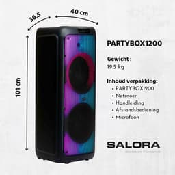 Salora Partyspeaker 1200 met verlichting en ingebouwde accu — thumbnail 4