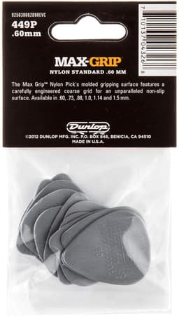 Dunlop 449P060 Max Grip Plectrum 0.60mm 12-Pack - Plectra, zakje met 12 stuks — thumbnail 3