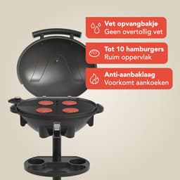 KitchenBrothers Elektrische BBQ - Opvouwbaar - Anti-aanbaklaag - PFAS-vrij - tot 250°C - 2400W - Zwart — thumbnail 4