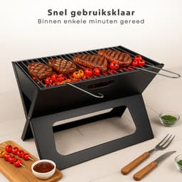 Cheqo® Draagbare Houtskoolbarbecue - Tafelbarbecue - Tafel BBQ Houtskool Barbecue Draagbaar - Camping BBQ - Staal — thumbnail 4