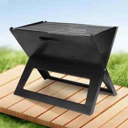 Draagbare Houtskool Barbecue – Snels inklapbare RVS Buiten Grill – Voor Camping, Tuin en Picknick – 48 cm — thumbnail 3