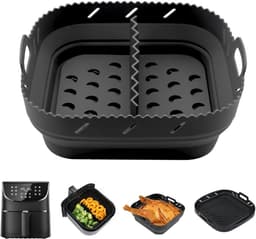 Siliconen bakvorm voor airfryer - geschikt voor 55 l en 62 l - accessoires met scheidingswanden - heteluchtfriteuse-accessoires - zwart. — thumbnail 1