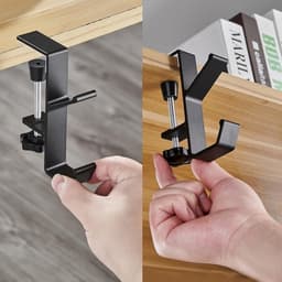 2-Pack Metalen Koptelefoon Haken - Koptelefoon Houder met Dubbele Haken - Universele Aluminium Gaming Koptelefoonhouder Onder Bureau - Antislip Verstelbare Koptelefoonhaak voor op Bureau - 11x4.5cm — thumbnail 4