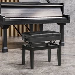 Pianokruk met opbergruimte in hoogte verstelbaar - Kruk - Piano Kruk - Pianobank - Bankje - Zitbankje - Modern- Zwart — thumbnail 2