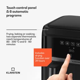 Klarstein heteluchtfriteuse, airfryer met 2 kamers, 2850 W compacte heteluchtfriteuse, 7,6 L luchtfriteuse met touch bediening, timer, voorverwarmen, 6 modi, grote heteluchtfriteuse, air fryer XL — thumbnail 2