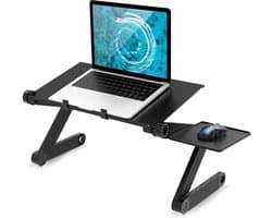 Laptop tafel - verstelbare laptopstandaard voor bed Draagbaar schootbureau Opvouwbaar laptop werkstation Notebook verhoger met muismat Zijkant Ergonomisch computerblad Leeshouder TV-bedblad Staande bank Bureau