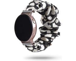 Bandje geschikt voor Garmin Vivoactive 4s / Vivomove 3s / Venu 2s bandje kunststof - Stoffen dames armbandje voor smartwatch - Gevlekt zwart / wit