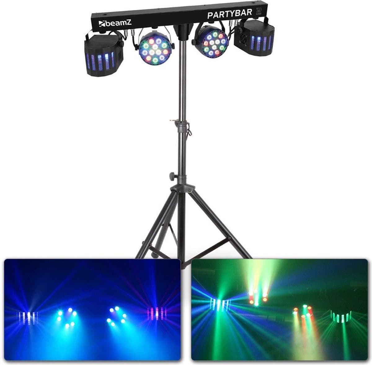 Feestverlichting Lichtset met Statief - BeamZ Partybar2 - 4 Kleuren - 170 cm - DMX of Muziekgestuurd — afbeelding 1
