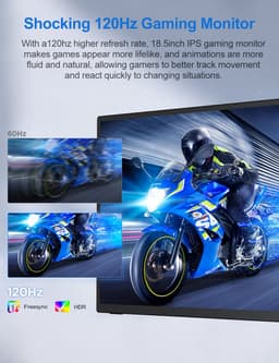 UPERFECT Draagbare monitor 18,5 inch, 120 Hz, 1920x1080 FHD IPS, USB-C- & Mini-HDMI-poort, 1200:1 tweede scherm met geïntegreerde standaard voor laptop/telefoon/spelconsole, VESA-montage mogelijk — thumbnail 5
