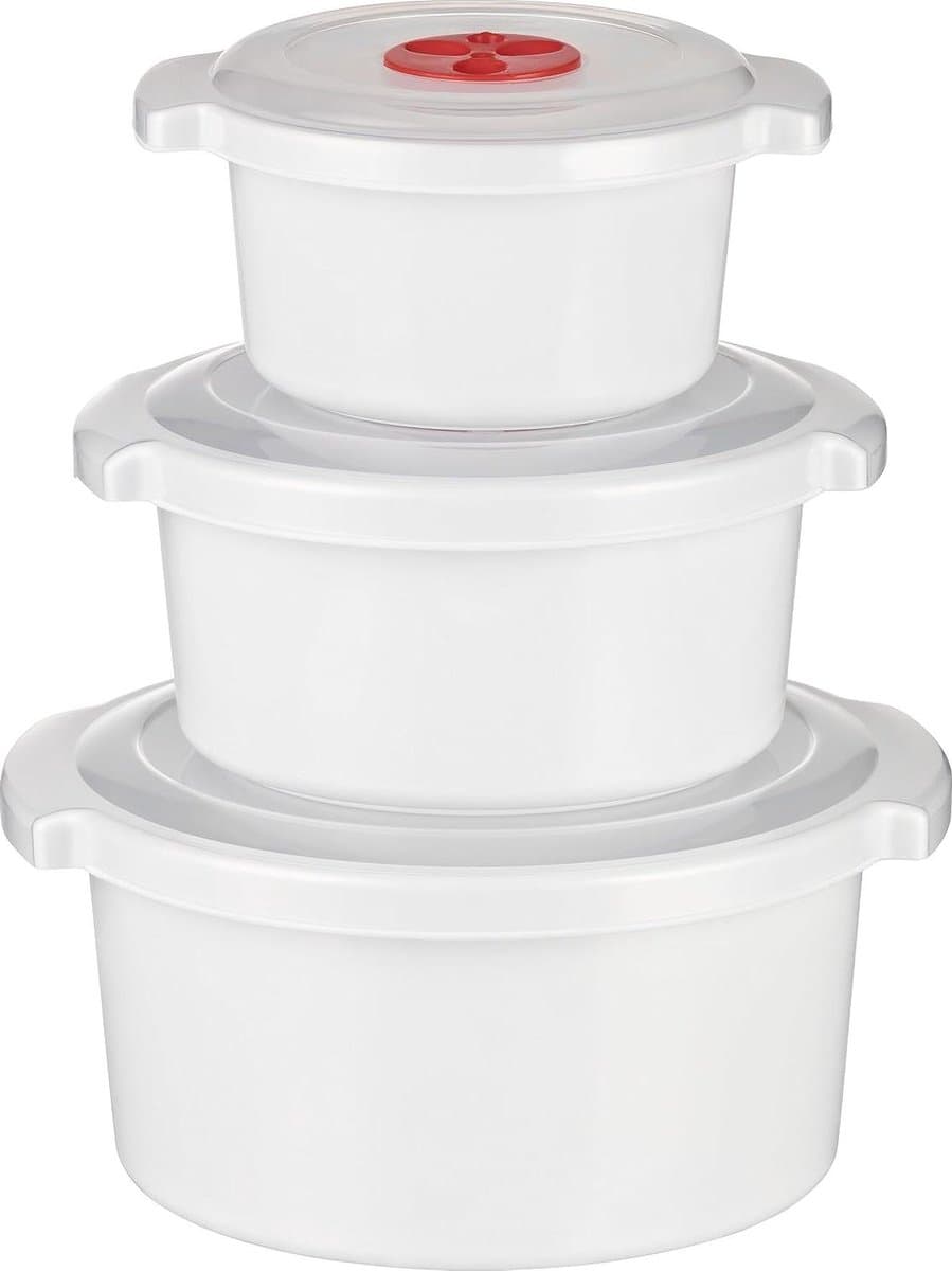 Magnetron Beker Set - Verse en Diepvries Set - Eten Opwarmen - Met Stoomventiel - 3 Delig 0.5 1 2L — afbeelding 1