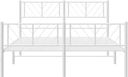 Bedframe met hoofd- en voeteneinde, metaal, wit, 150 x 200 cm, hotelbedframe, bedframe voor woonkamer, slaapkamer, geschikt voor slaapkamer — thumbnail 4