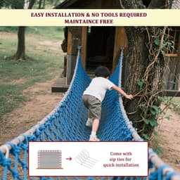 Klimnet Polyester Speeltuin Klimrek Voor Kinderen Buitenspeeltuin Veiligheidsbescherming, Boomhut, Touwladder, Schommelset, Jungle Gyms Hindernisbaan(Size:182 * 182cm(6 * 6ft),Color:blauw) — thumbnail 2