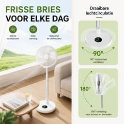 NAXSIR Oplaadbare Staande Ventilator - Camping Ventilator -88 cm - Draadloos met Afstandsbediening - 6 Snelheden - USB-C — thumbnail 3