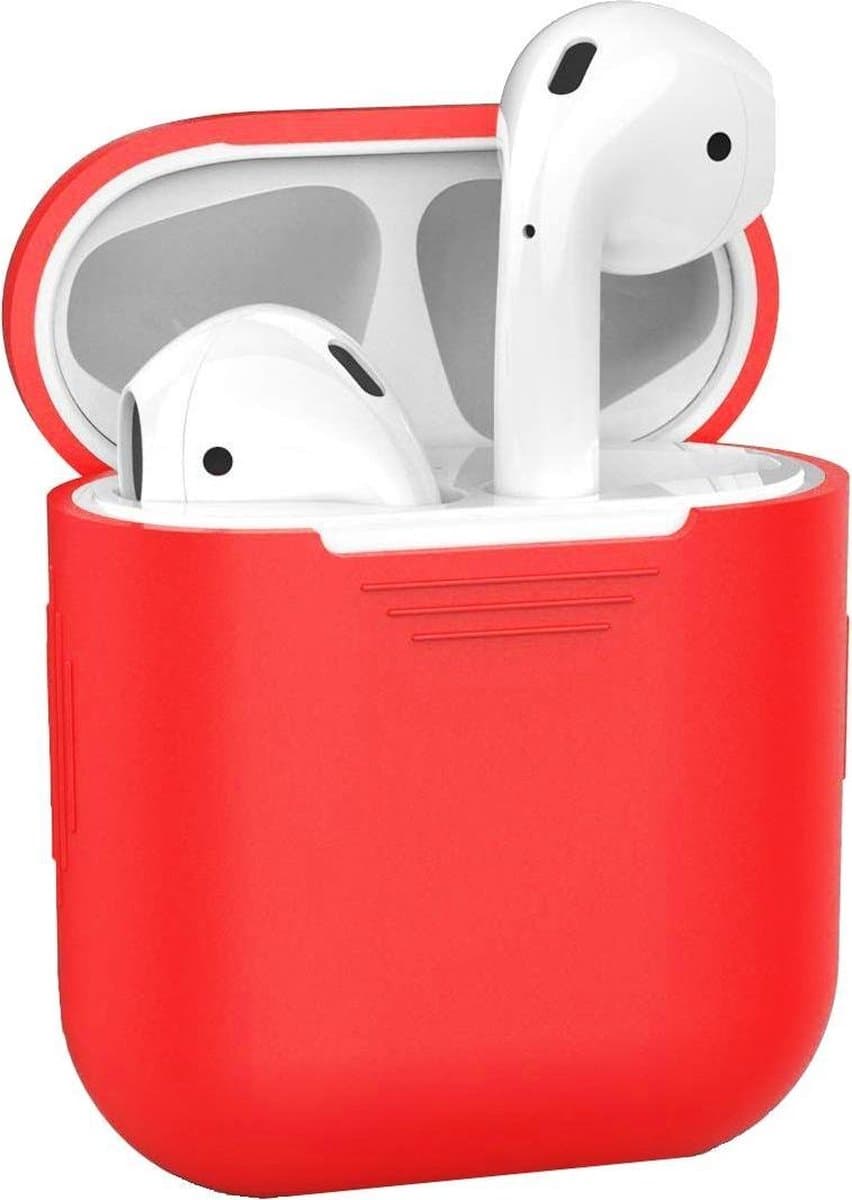 Hoesje - Geschikt voor Apple Airpods 2 - Siliconen Hoes met Clip - Silicone Case Cover - Rood — afbeelding 1