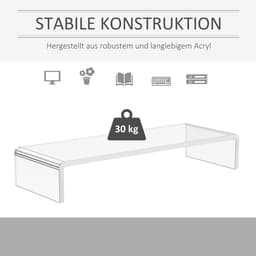 FloraGrace Monitorstandaard - Ergonomische Verhoging Met Toetsenbordruimte - Voor Thuis En Kantoor - Acryl - 53 x 19 x 9 Cm - Transparant — thumbnail 5