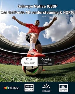 Draagbare Beamer Enige Uitvoering - 1080P Native Resolutie - LCD Scherm - Wit - Voor Thuisbioscoop En Gaming — thumbnail 3