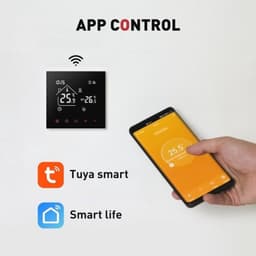 Slimme programmeerbare wifi-thermostaat - voor ketelverwarming - met touchscreen, zwart, Tuya-app en Smart Life - Beok TDR89B-WIFI-WPB — thumbnail 2