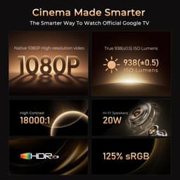 Beamer Draagbaar - 2000 ANSI Lumen - 1080P Native Resolutie - LCD Technologie - Android 14 OS - Voor Thuisbioscoop En Presentaties — thumbnail 5