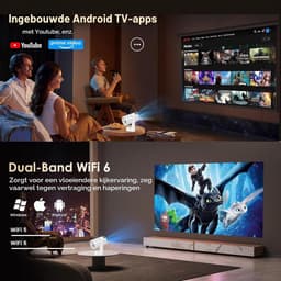 Draagbare Beamer - Draagbare Mini-Projector - Ondersteunt 4K 1080p - Met WiFi 6 en Bluetooth 5.4 - Voor Presentaties en Thuisgebruik — thumbnail 4