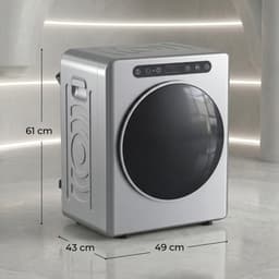 5 kg luchtafvoerdroger – Mini wasdroger met RVS trommel – frontlader voor kleine ruimtes – 49 x 43 x 61 cm – zilver — thumbnail 4