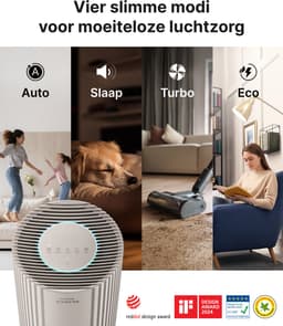 Coway Airmega 350 Luchtreiniger - Voor ruimtes tot 185 m² - HEPA filter + koolstoffilter - 713 m³/u - Tegen stof, pollen en allergenen - Energiebesparende modus - ECARF gecertificeerd - Beige — thumbnail 4