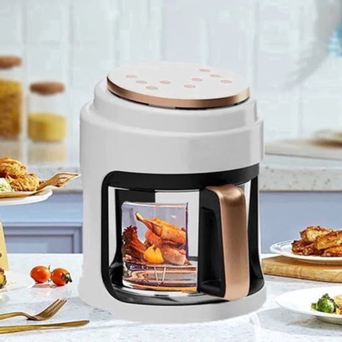 Airfryer - 3L – Heteluchtfriteuse - 1000W – Olievrij Frituren – LED Touchscreen - en 360° Hete Lucht – Voor Gezonder Koken - Veilig in Gebruik - Wit — afbeelding 1