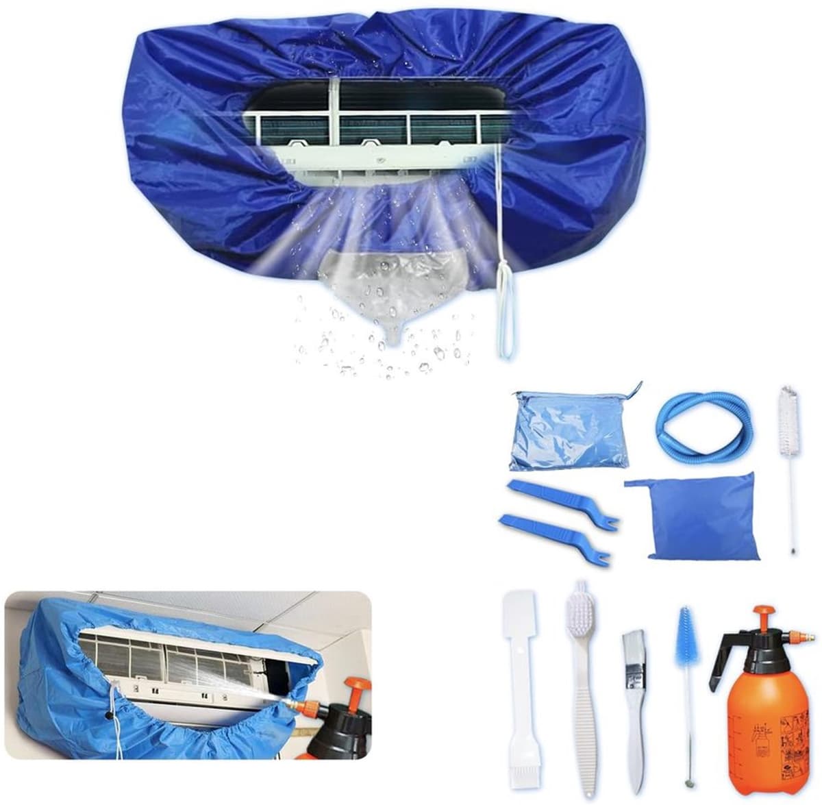 Complete Split Airco Reinigingsset - 12-Delig met 2 Liter Fles en Opvangzak — afbeelding 1