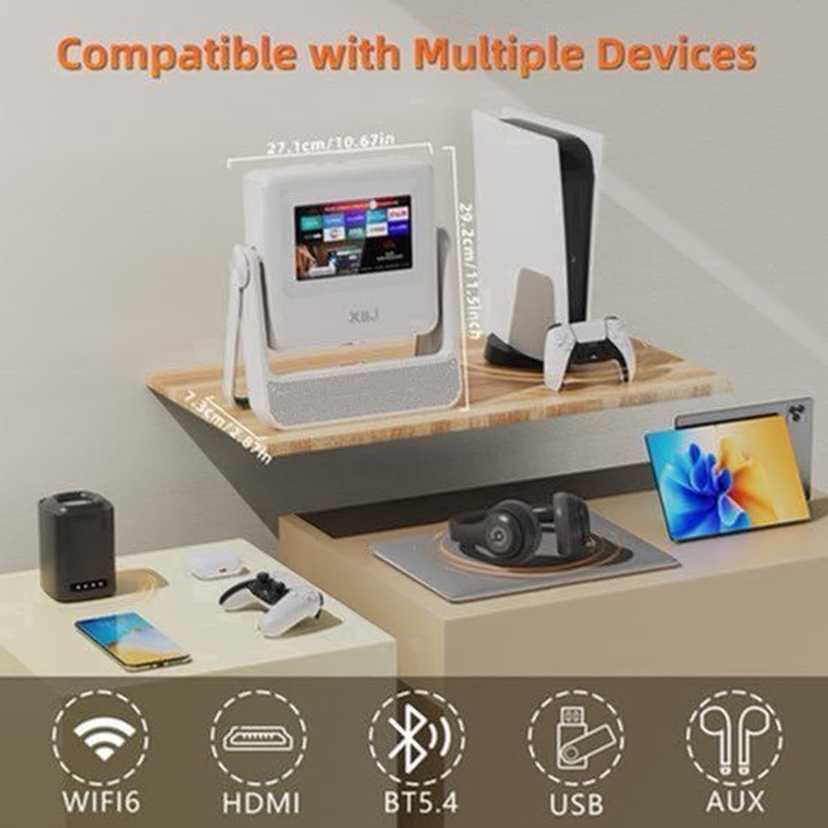 Beamer 720p HD Zwart - Smart Touchscreen Projector - 600 ANSI Lumen - LED - Voor Thuis En Buitenbioscoop — afbeelding 1