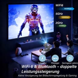 Beamer Touchscreen Smart - 1200 ANSI Lumen Full HD 1080p - 7 Inch Scherm Draagbaar - Wifi 6 Bluetooth - Voor Thuisbioscoop Gaming Zakelijk — thumbnail 5