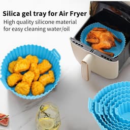 6 stuks Airfryer siliconen bakvormen - Herbruikbare ronde antiaanbak bakplaat - Multicolor hittebestendige mand voor oven - Airfryer accessoires - 7,5 inch — thumbnail 3