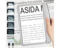 4x Oplaadbaar Vergrootglas met Dimbare LED Lampen - Lichtgewicht Handheld Vergrootglas voor Senioren